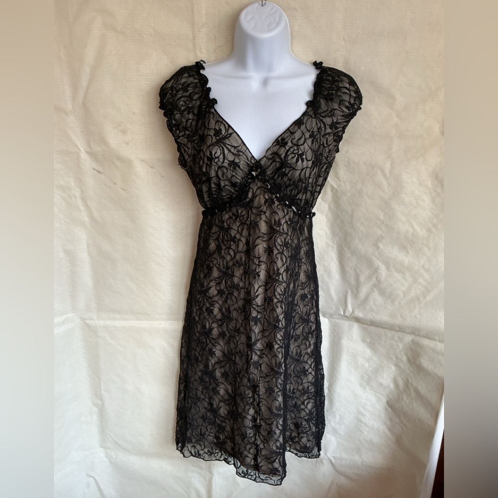 Max Studio Black Floral Lace Midi Dress